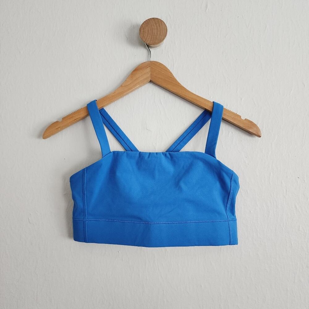 NEW Everlane The Perform Crop Top Bra Small Blue Criss-Cross Back Wireless Sport
